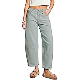 loveimgs Women Casual Striped Denim Pants Y2k Baggy Wide Leg Barrel Jeans Sweatpants Print Boyfriend Balloon Cargo Pants