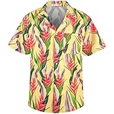 AINIKO Men's Loose Fit Hawaiian Shirt Short Sleeve Casual Button Down Floral Tropical Beach Aloha Tops