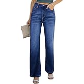 Sidefeel Women's Wide Leg Jeans Casual High Waisted Straight Zimbaplatinum Denim Pants with Pockets