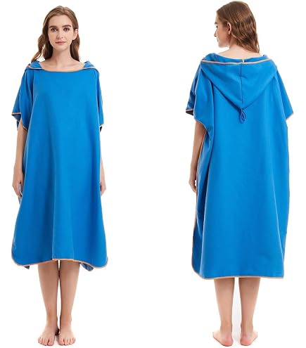 Poncho De Bain Microfibre Ultra-absorbant Avec Capuche - Idéal Pour Surf, Plage, Piscine | Change Rapide | Unisexe Adulte | Couleur Fromage Jaune