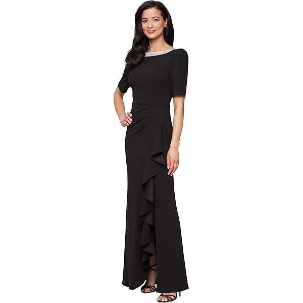 Amazon.com: Alex Evenings Women's Long Matte Jersey Mother of the Bride Dress with 3/4 Illusion Sleeves (Petite and Regular Sizes), Classic Black, 4P : Clothing, Shoes & Jewelry Amazon.com: Alex Evenings Women's Long Matte Jersey Mother of the Bride Dress with 3/4 Illusion Sleeves (Petite and Regular Sizes), Classic Black, 4P : Clothing, Shoes & Jewelry