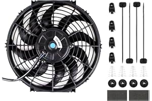 OHOB-COOL Universal 12 Inch Electric Radiator Fan 12" Cooling Slim Fans 12 V Push/Pull DC Wide S-Curved + Mounting Kit