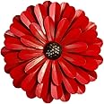 Scwhousi Large Red Metal Flower Wall Decor, 12" Flower Art Wall Hanging for Home Bedroom Garden Indoor Outdoor