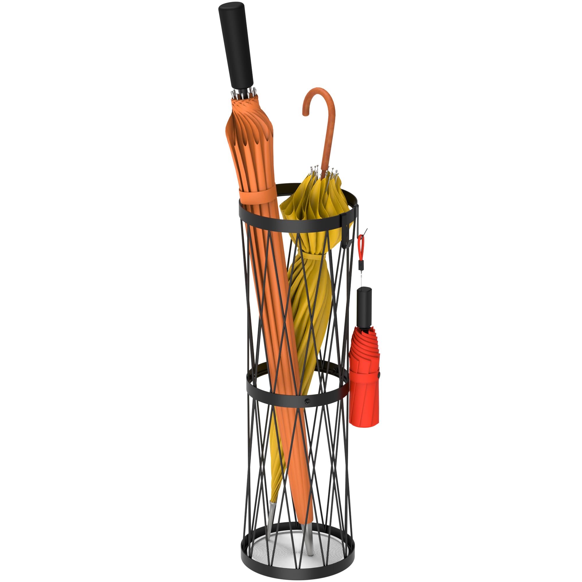 Photo 1 of 23 Inch Metal Umbrella Holder with Soak Stone and Hooks, Umbrella Stand for Entryway Indoor Outdoor, Umbrella Rack Storage for Home, Office, Hotel