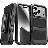 Designed for iPhone 17 Pro Case with Belt Clip Holster, Slim Cover Phone Case for iPhone 17 Pro - Black