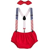 IBTOM CASTLE Baby Boys Cake Smash Outfit First Birthday Bloomers Bowtie Suspenders Clothes set
