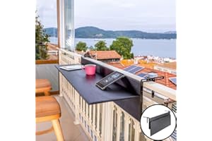 GENESIS WOODESIGN Balcony Bar Table for Railings, Outdoor Folding Deck Rail Table for Patio, Balcony Hanging Desk for Many Railings Compatible, Wooden Bar Serving Table for Porch (Black, 2XL: 59 x 11.8 inches)