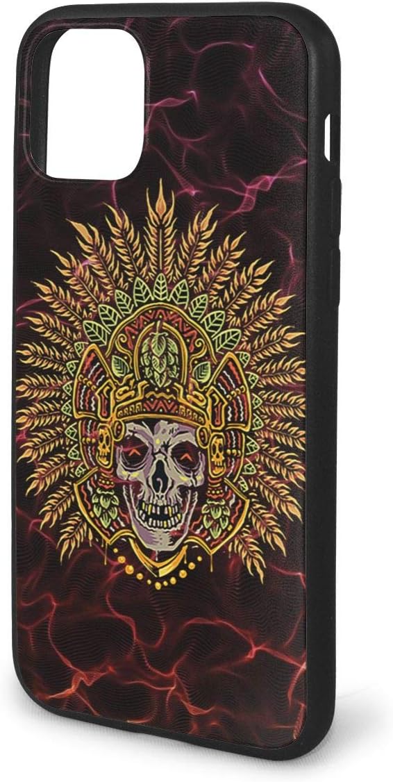 Compatible with iPhone 11 /Pro/Max Case,Hand Draw Aztec Skull Soft Non-Slip TPU Protective Phone Case Cover