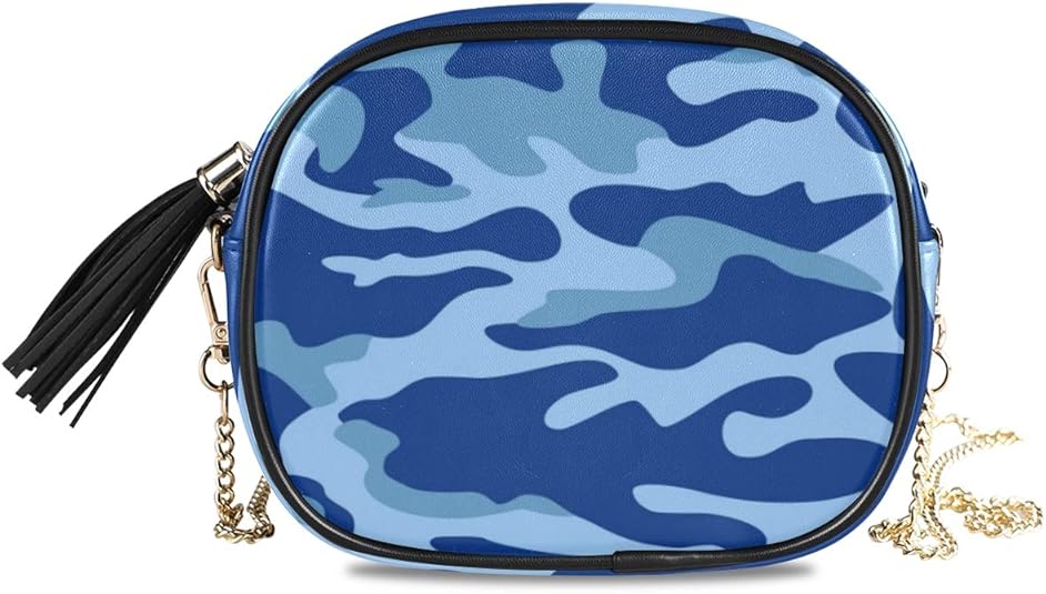 QMIN - Bolso bandolera con estampado de camuflaje, color azul ...