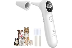Pet Ear Thermometer for Dogs, Cats, and Livestock, Long Probe Designed, ℃/ ℉ Convert and Sound Switch Dedicated Button, 1 Sec