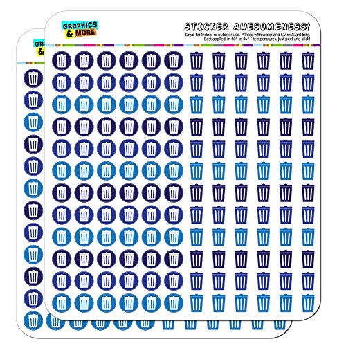 Garbage Trash Can Day Dots Planner Calendar Scrapbooking Crafting Stickers - Blue - Opaque