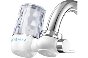 HEYAXA Water Filter for Sink, Faucet Mount Water Filtration System, for Kitchen, Bathroom, Reduces Lead, Chlorine, Bad Taste, Fits Standard Faucets