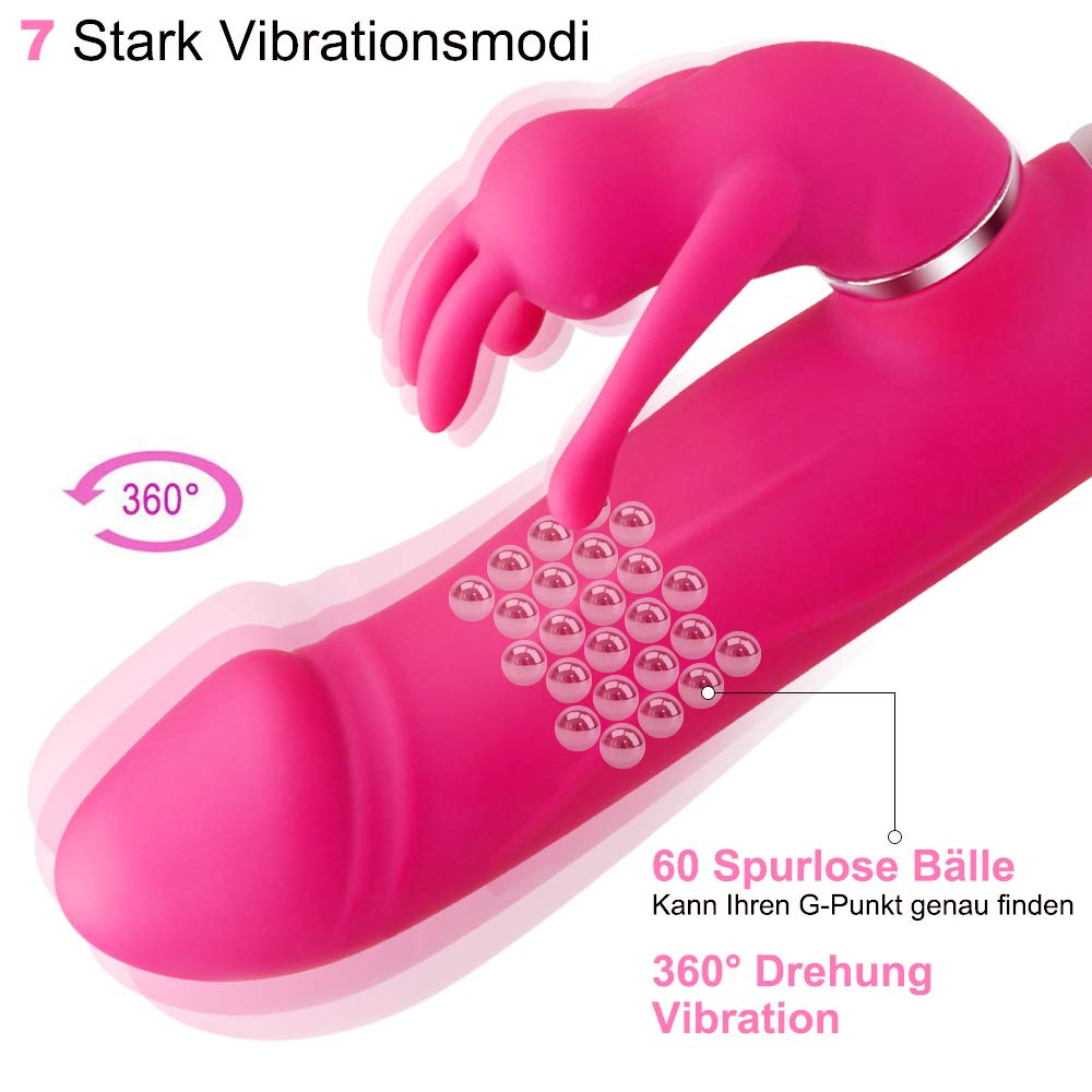 Rabbit Vibrator Set, Dual Motor Vibratoren für Sie Klitoris und G-punkt mit Stoßfunktion, 360° Drehkopf mit 7 Modi, Silikon Realistischer Dildo Klitorisstimulator, Sexspielzeug für Frauen