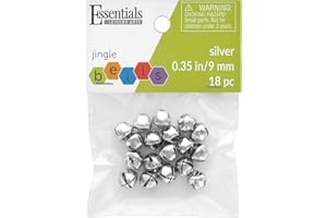 Essentials By Leisure Arts Jingle Bells 9mm Silver 18pc - Small Craft Bells for DIY Jewelry, Holiday Ornaments, Costumes, Decorations, and Scrapbooking Projects