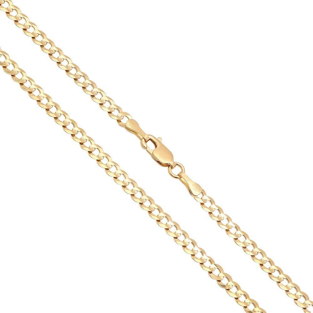 Joule Shop 14K Solid Yellow Gold 3mm Cuban Curb Link Chain Necklace, 16-30"