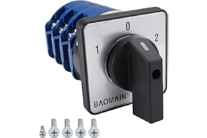 Baomain 125A Rotary Cam Changeover Switch, 660V ON/Off/ON 3 Position, 3-Phase 12 Terminals, Selector Switch SZW26-125/D303.3 