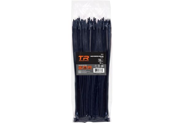 TR Industrial Multi-Purpose UV Resistant Black Cable Ties, 12 inches, 100 Pack