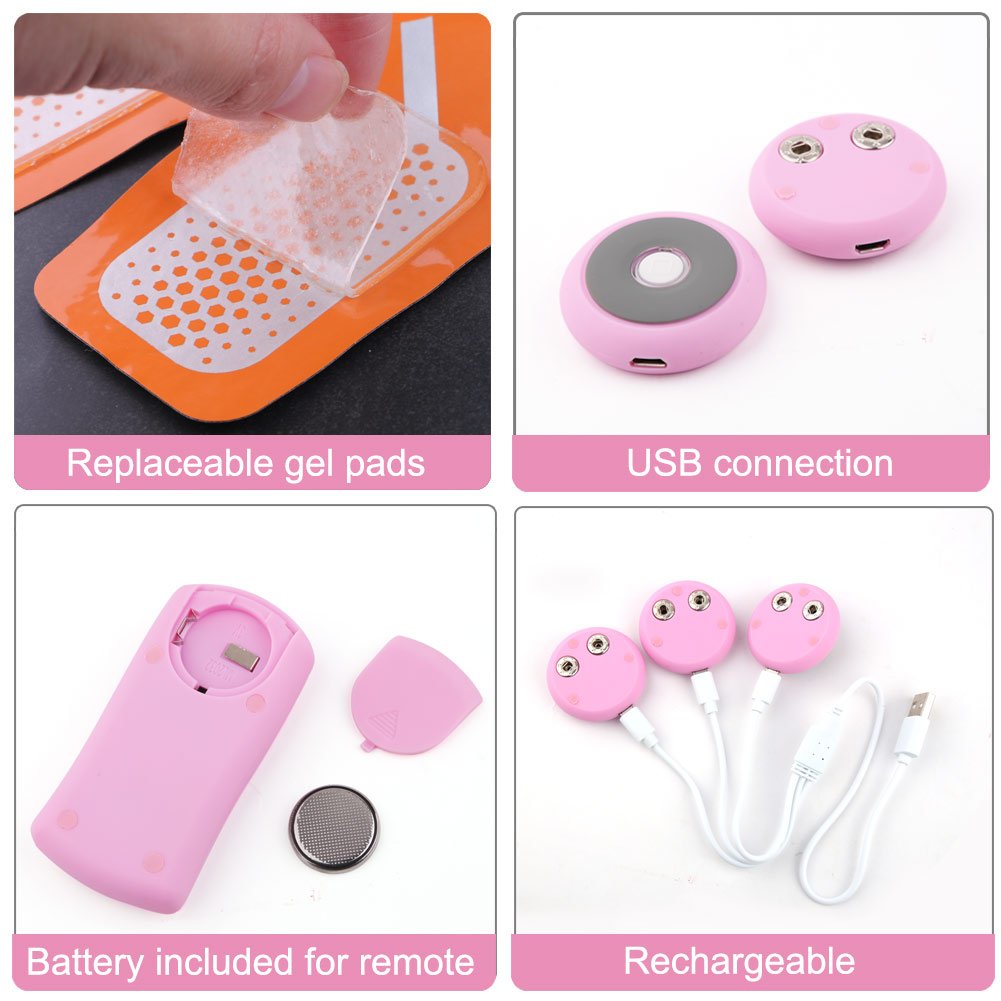EMS Trainingsgerät AEDU Elektrische Muskelstimulation, Bauch Trainer Massagerät für Frauen Körperstraffung Muskelaufbau u. Fitness zu Hause, USB Aufladbar Pink