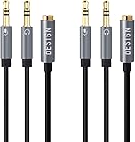 Besign Gold Plated 3.5mm Female (CTIA Standard) to 2 Male Headphone Mic Audio Y Splitter Cable with Separate Headphone / Microphone Plugs (2-Pack)