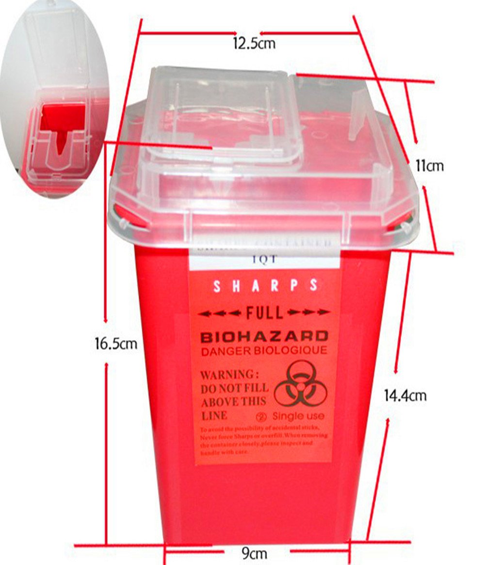 Sharps Container - Yuelong 3 Pack Tattoo Sharps Disposal Container Red Biohazard Needle Disposal Containers For Tattoo Supplies And Equipment - 1 Quart Size : Beauty
