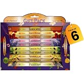 Tulasi Incense Sticks with Natural Oils Set of 6 Fragrances (120 Sticks) Hand Rolled Incense Sticks, Calming Home Aromatherapy, Meditation, Relaxing, Mixed Scents with Natural Oil