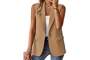 Mina Self 2025 Women's Summer Sleeveless Blazer Vest Lightweight Fully-Lined Fashion Casual Work Office Tops with Pockets