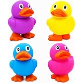 The Dreidel Company 2-Count Jumbo Rubber Duck Toy with Flippers Assorted, Giant Rubber Duckies for Kids, Bath, Baby Shower, Birthday, Pool Activity, 6.5" Tall (2-Pack Assorted)