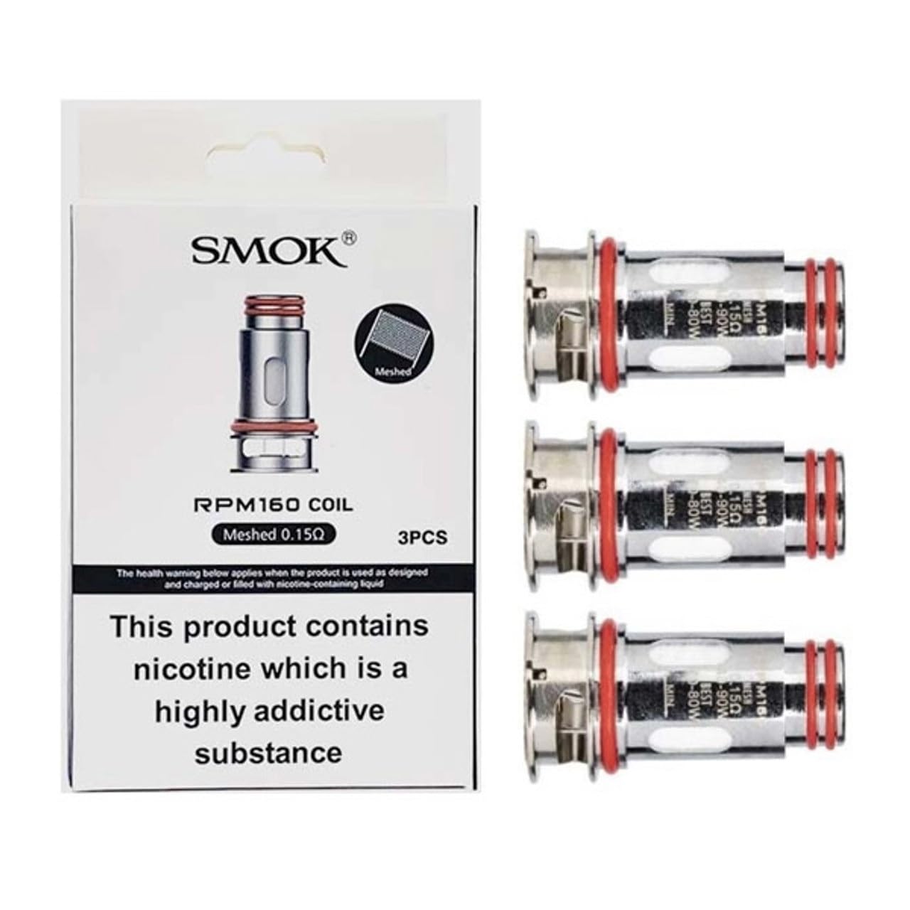 SMOK RPM160 Replacement Coils 0.15 Ohm Mesh [Pack of 5] - High Performance Coil for Maximum Flavor and Vapor Production, SMOK Vaping Coils, No Nicotine