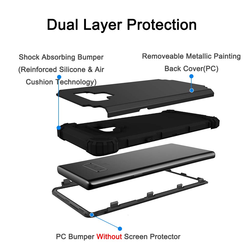 SHUANGFANG Samsung Galaxy Note 9 Protective Case,Defender Full Body Protection Rugged case Galaxy Note 9 (2018) (Note9 L Black)