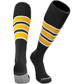 PEAR SOX Striped OTC Baseball, Softball, Football Socks (C) Black, Orange, Royal