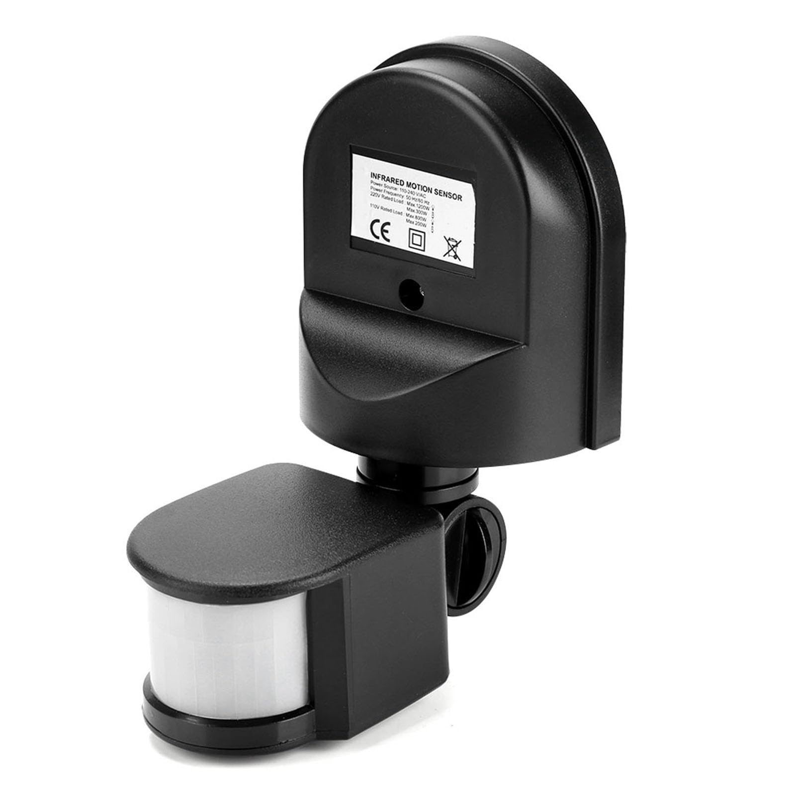 AC 100-240V Adjustable PIR Body Motion Infrared Sensor Detector Light Bulb Switch(Black)