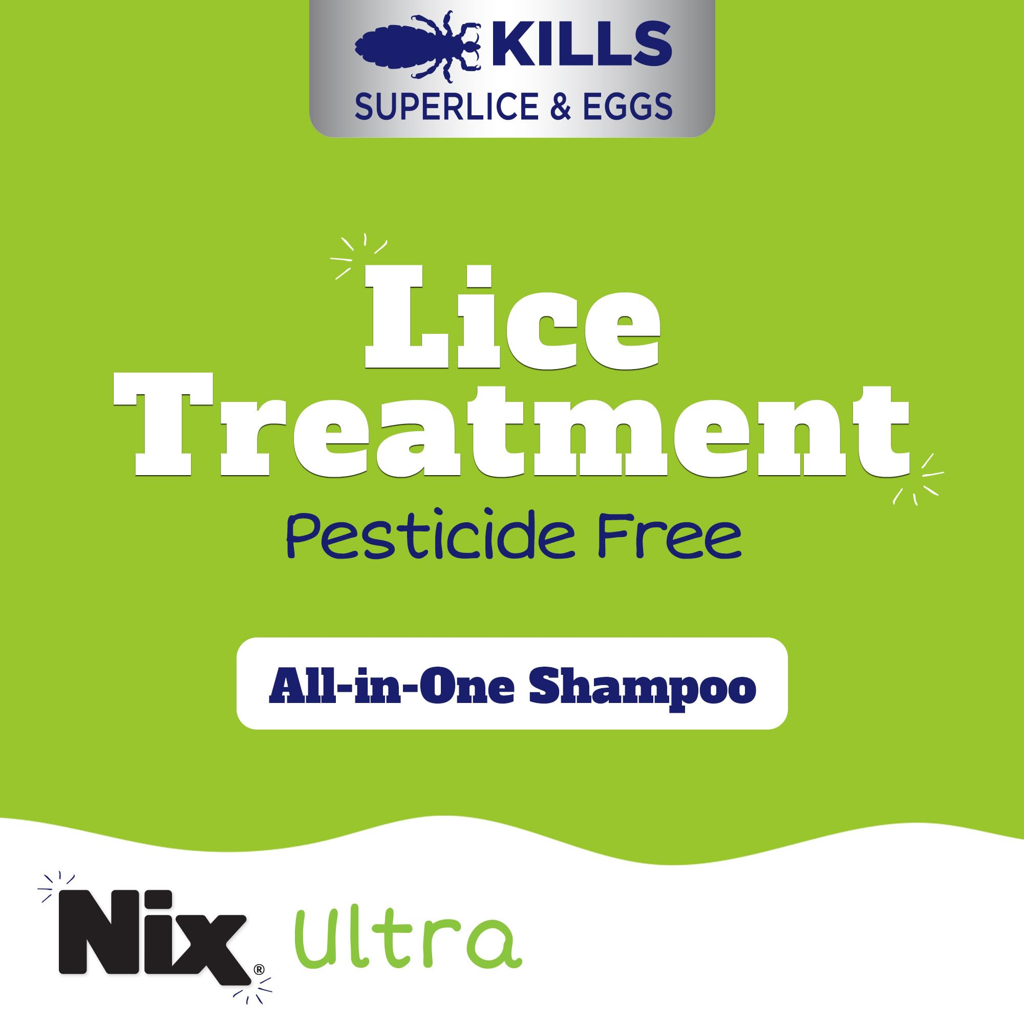 Nix Ultra Superlice Treatment, All-in-One Shampoo, 4 Fl Oz & Lice Removal Comb