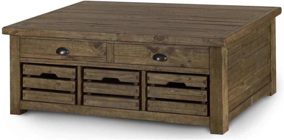 Magnussen Stratton  Rustic  Lift Top Storage  Coffee   Table  with Casters