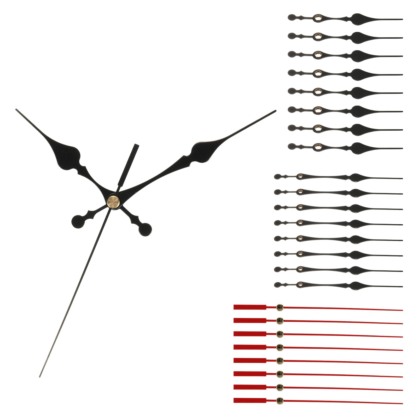 PATIKIL Replacement Clock Hands Kit, 8 Set Replacement Clock Hands Kits Clock Mechanism Movement Aluminum Wall Clock Hands Parts Replacement for Wall Clock Repair DIY, Black, A25