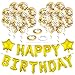 Zelaar Gold Happy Birthday Balloons Banner Set with Confetti Balloons for Birthday Party Decorations