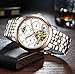PASOY Men's Watch Automatic Mechanical Tourbillon Stainless Stell Date White Dial Skeleton Watches for Men
