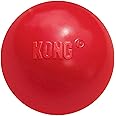 KONG Ball with Hole - Durable Dog Fetch Toy for Training, Interactive Playtime & More - Classic KONG Natural Rubber Ball - Red - For Large/Medium Dogs