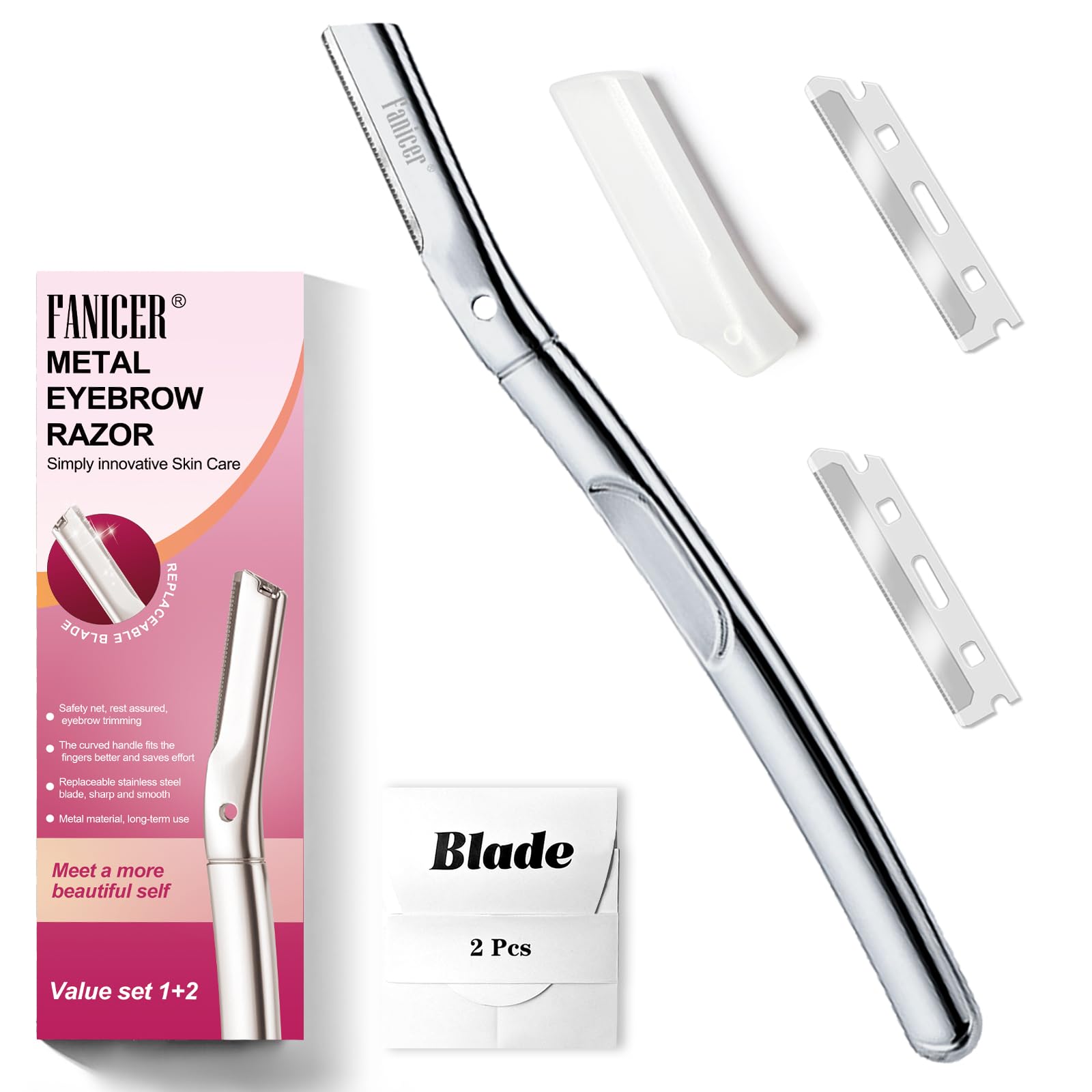 Dermaplaning Blades for Face,Eyebrow Shaping,Gentle Hair Removal and Exfoliation,Face Dermaplaning Tool Removes Dead Surface Skin and Facial Hair,Designed for Women(silver)