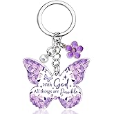 Purple Keychain Butterfly Keychains for Women Jesus Keychain Bible Verse Keychains Christian Key Chains for Woman Purple Gifts for Women Religious Faith Based Gifts for Her Birthday Christmas Gift