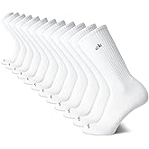 Calvin Klein Mens Crew Socks - 12 Pack Cushioned Breathable Athletic Performance Crew Socks for Men for Sports & Running