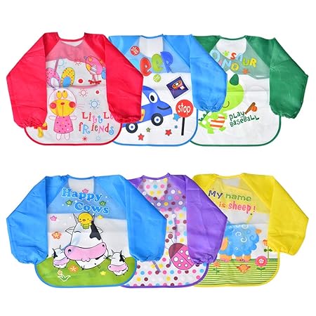 Towinle 6er Pack Baby Lätzchen mit Ärmeln Wasserdicht Baby Fütterung Lätzchen Unisex Baby Schürze (Baby Lätzchen)
