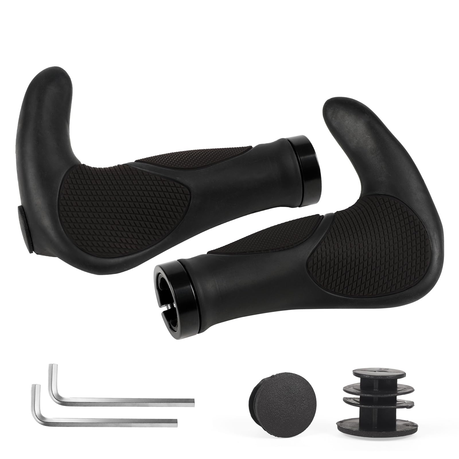 ROGTYO Ergonomic Bicycle Grips - Non-slip Rubber Handlebar Grips, 22mm, Cycling Grips for MTB, BMX, Electric Bike, Folding Bike, Scooter (Black)