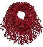 AOLOSHOW Winter Crochet Knit Fringe Infinity Loop Scarf, Various Styles & Colors