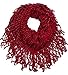 AOLOSHOW Winter Crochet Knit Fringe Infinity Loop Scarf, Various Styles & Colors