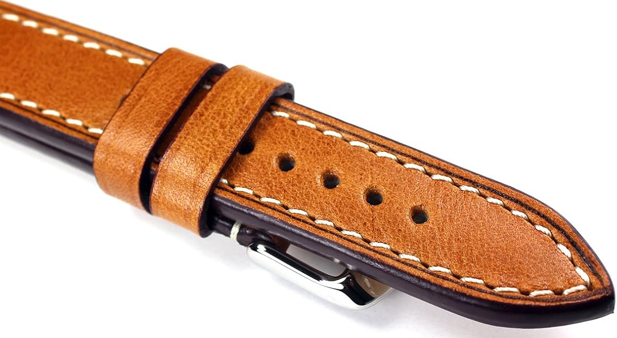 RIOS1931 Catalonia quality leather watch strap in military style, 18 mm/18 mm, retro look, in light brown - Image 4