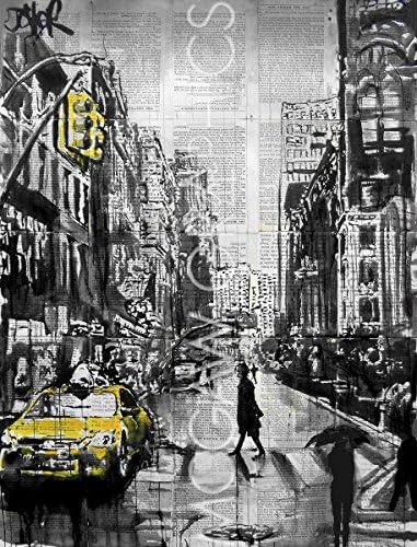 Brooklyn Cab by Loui Jover, Art Print Poster - Choose Size (Paper Size 32" x 42" Image Size 30" x 40")