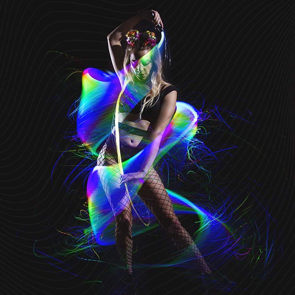 GloFX Space Whip Pro [PROGRAMMABLE LED Fiber Optic Whip] 6 Ft 360° Swivel - Super Bright Light Up Rave Toy | EDM Pixel Flow Lace Dance Festival