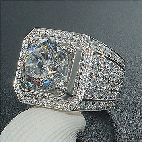 Jewelryongying11 18K White Gold Iced Out BAND HipHop Engagement MICROPAVE CZ Pinky Men Women Ring (10)