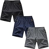 NATUST Boys' Loose Fit Athletic Shorts with Zipper Pockets Quick Dry Running Shorts