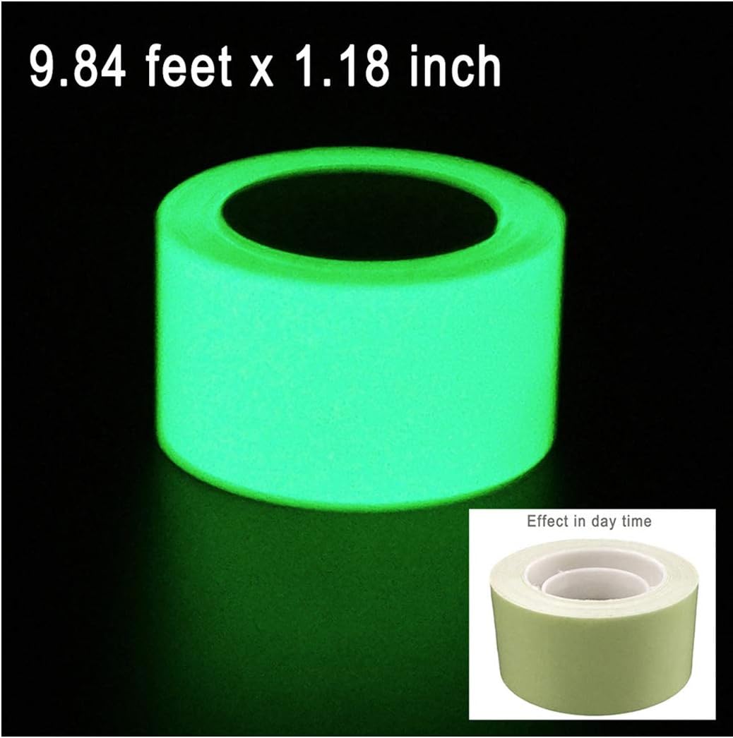 DUOFIRE Glow in The Dark Tape, Luminous Tape Sticker,9.84' Length x 1.18" Width (3cmx300cm) High Luminance Glow Removable Waterproof Photoluminescent Glow in The Dark Safety Tape